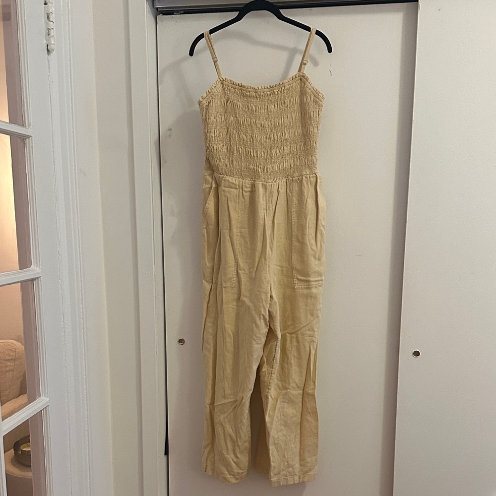 Universal Thread Tan Jumpsuit with Smocked Bodice